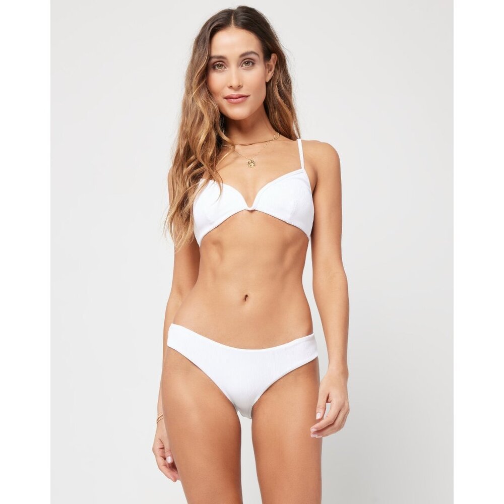 L*Space LSPACE Ribbed Helena Bikini Top Women's Size Medium White Adjustable NWT - Picture 4 of 12